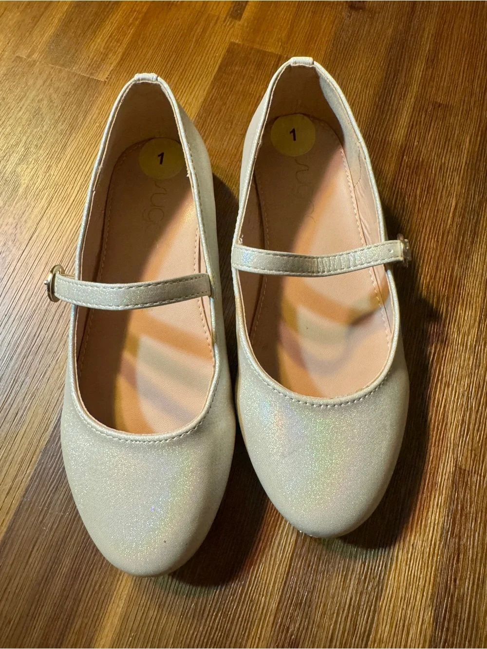 Sugar Girls Size 1 Iridescent Shimmer Mary Jane Dress Shoes Rhinestone